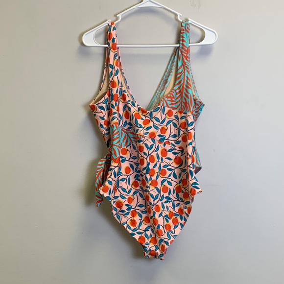 Summersalt Women’s One Piece Swimsuit - Orange and Blue Leaf Pattern - Picture 3 of 3
